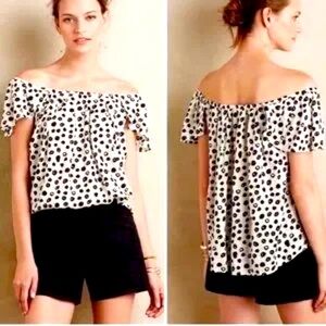Anthropologie Maeve Garden Grove Black & White Off The Shoulder Blouse Top S